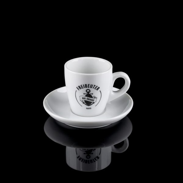 Rigger's Mug Espressotasse mit Freibeuter Logo + Untertasse 6 Stück